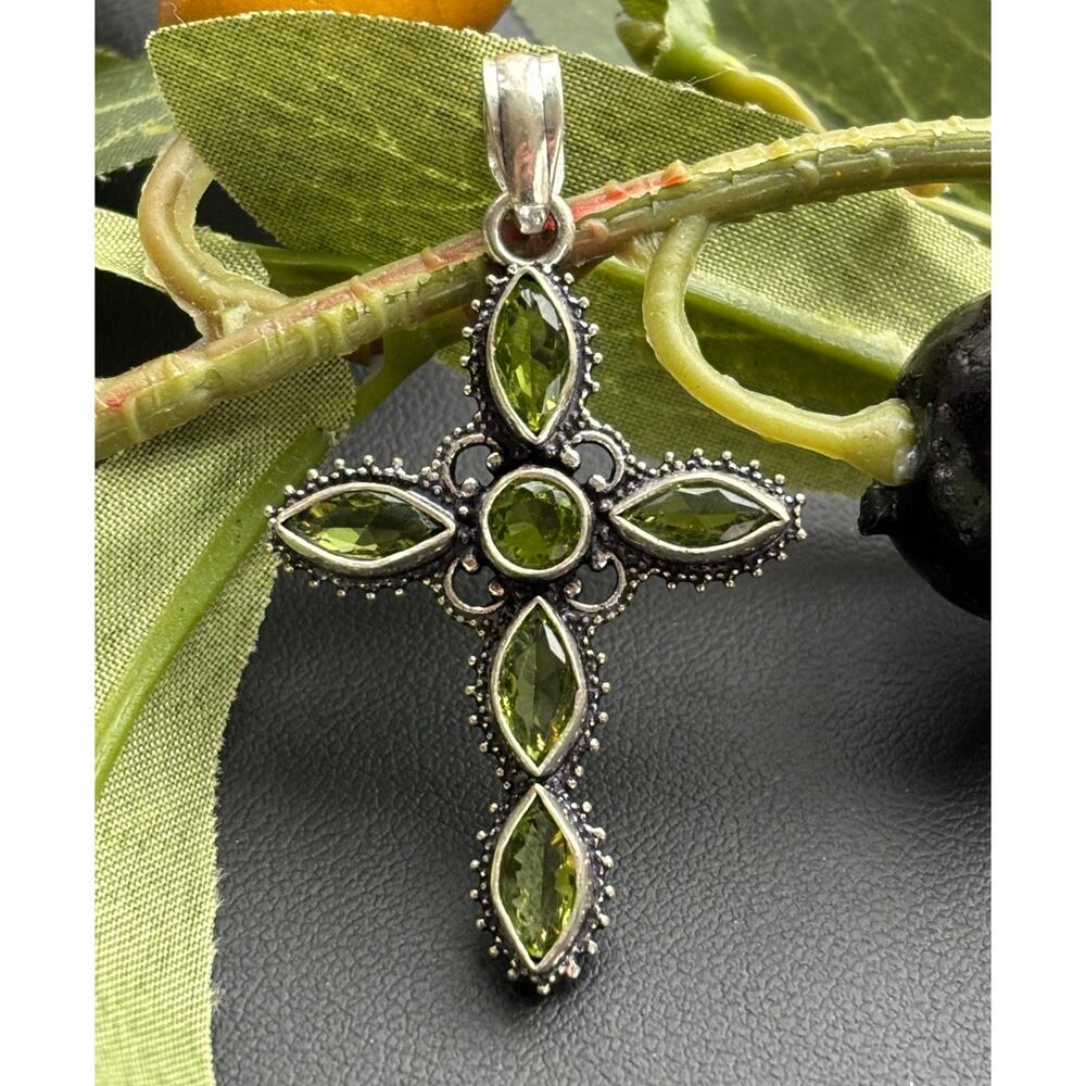 925 Sterling Peridot Cross